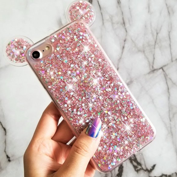 Accessories - NEW Pink Glitter Mickey Case